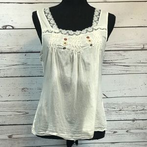 Embroidered Off White Tank Top by Eyeshadow